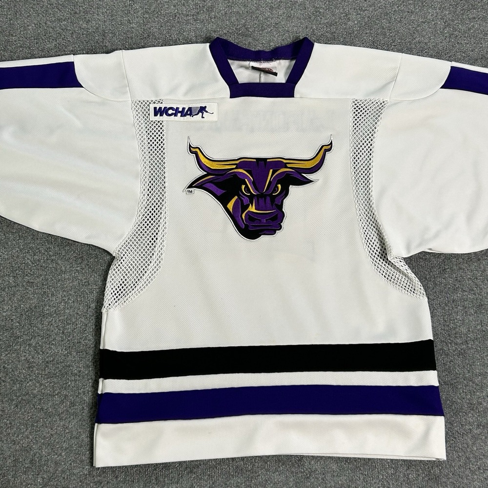 MINNESOTA STATE‎ Mankato Jersey Men Small Mavericks Hockey WCHA White LaFontaine